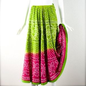 1980's Tie Dye Sequin Cotton Gauze Skirt